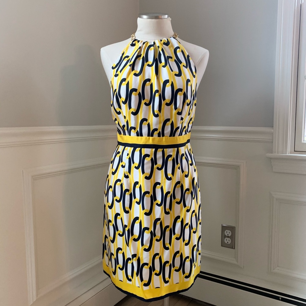 Milly silk chain link backless dress